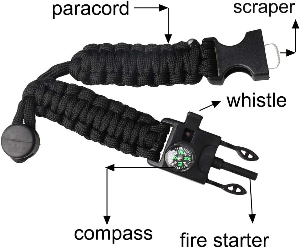2-Pack Survival Paracord Bracelet: Fire Starter, Compass, Whistle - Image 2
