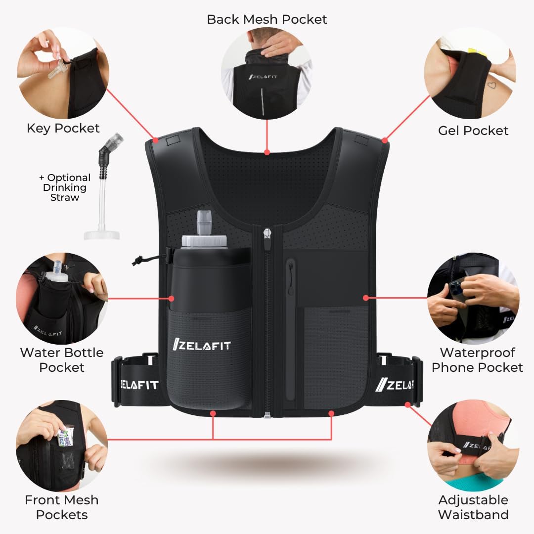 ZelaFit® Hydration Running Vest: Hands-Free Water & 8 Pockets - Image 2