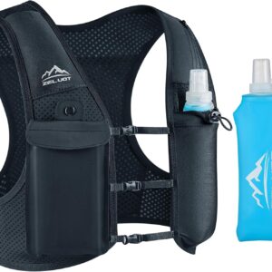 Zelvot Running Vest for Women Men, UK Original Patent, Adjustable Chest Straps Running Hydration Vest with 500ml Water Bottle, Reflective Hydration Backpack with Phone Holder