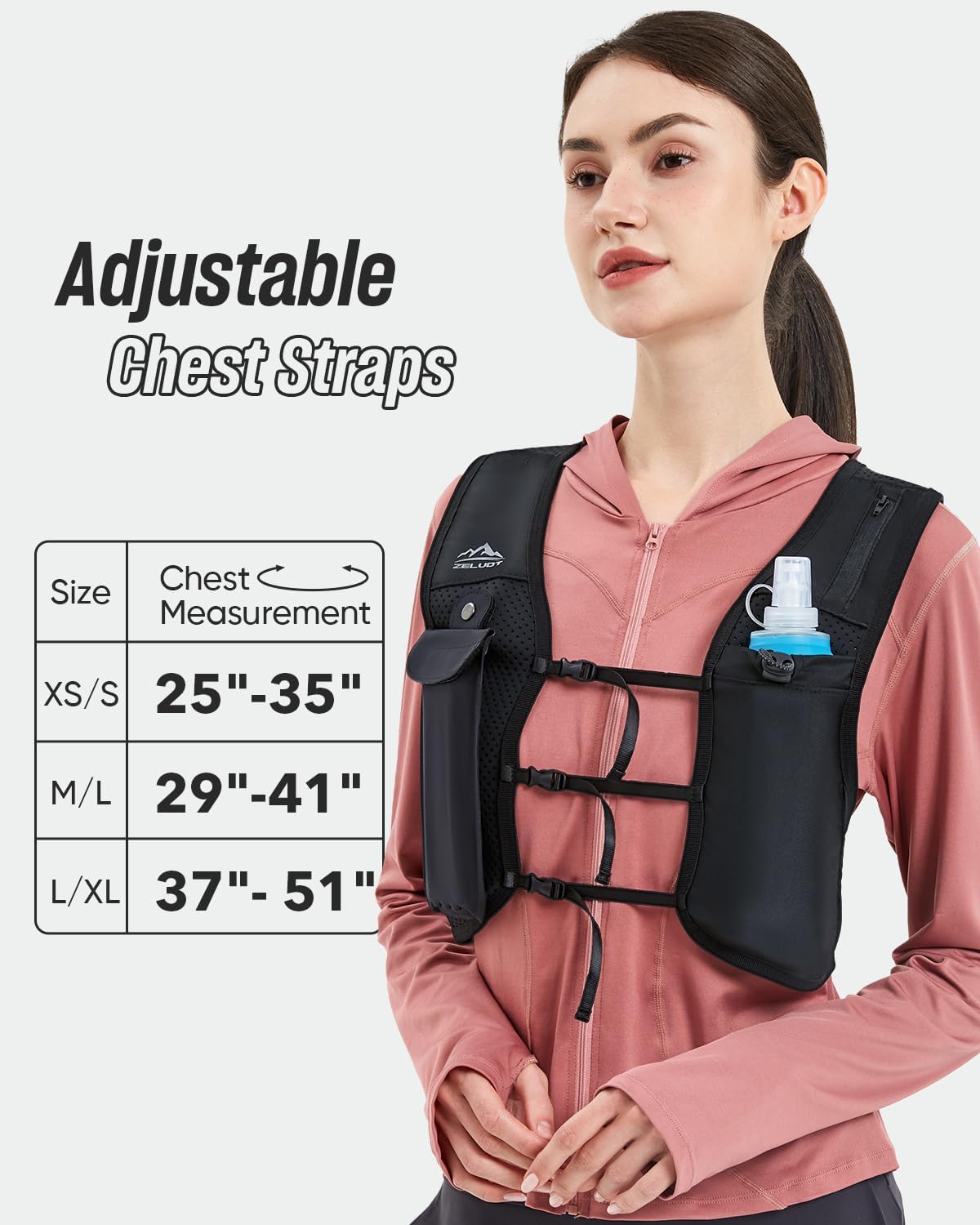 Zelvot Running Hydration Vest: UK Patent, Adjustable, Phone Holder - Image 2