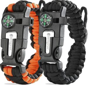 Paracord Survival Bracelet: Fire Starter, Whistle, Compass