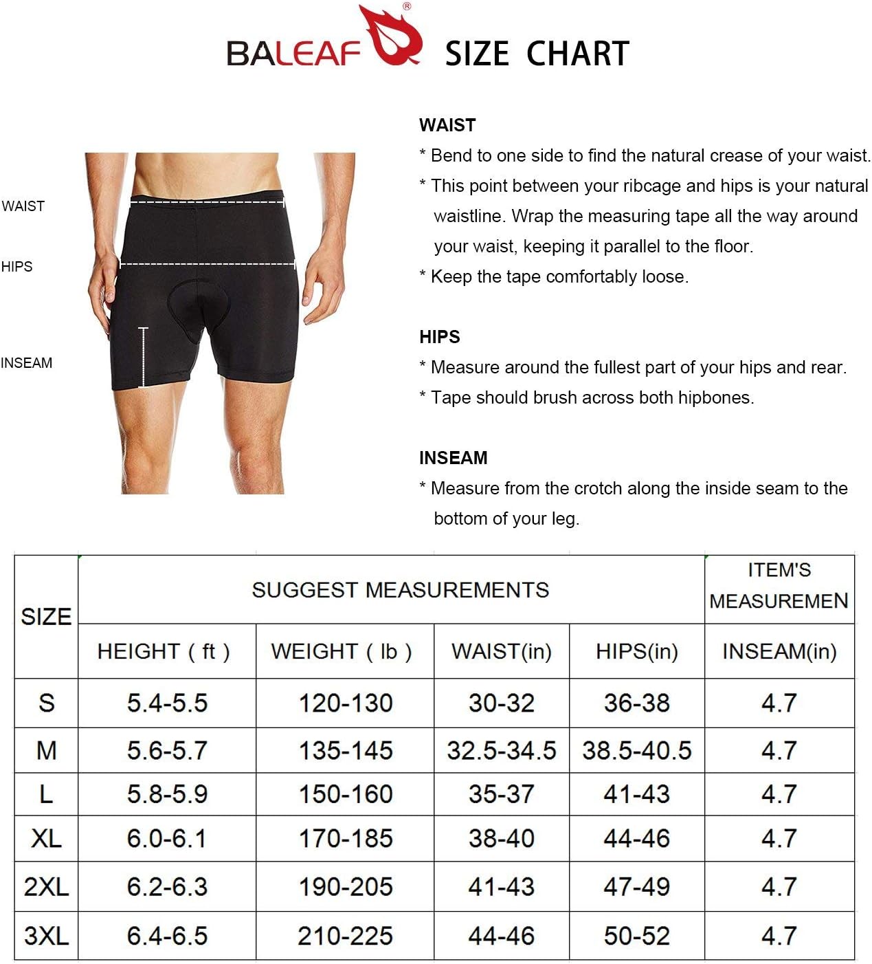 Baleaf Men's Padded Cycling Undershorts: Breathable MTB Bike Liner - Image 2