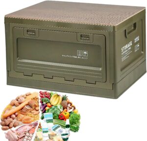 50L Collapsible Crate: Wood Top Gear Organizer for Camping & Travel