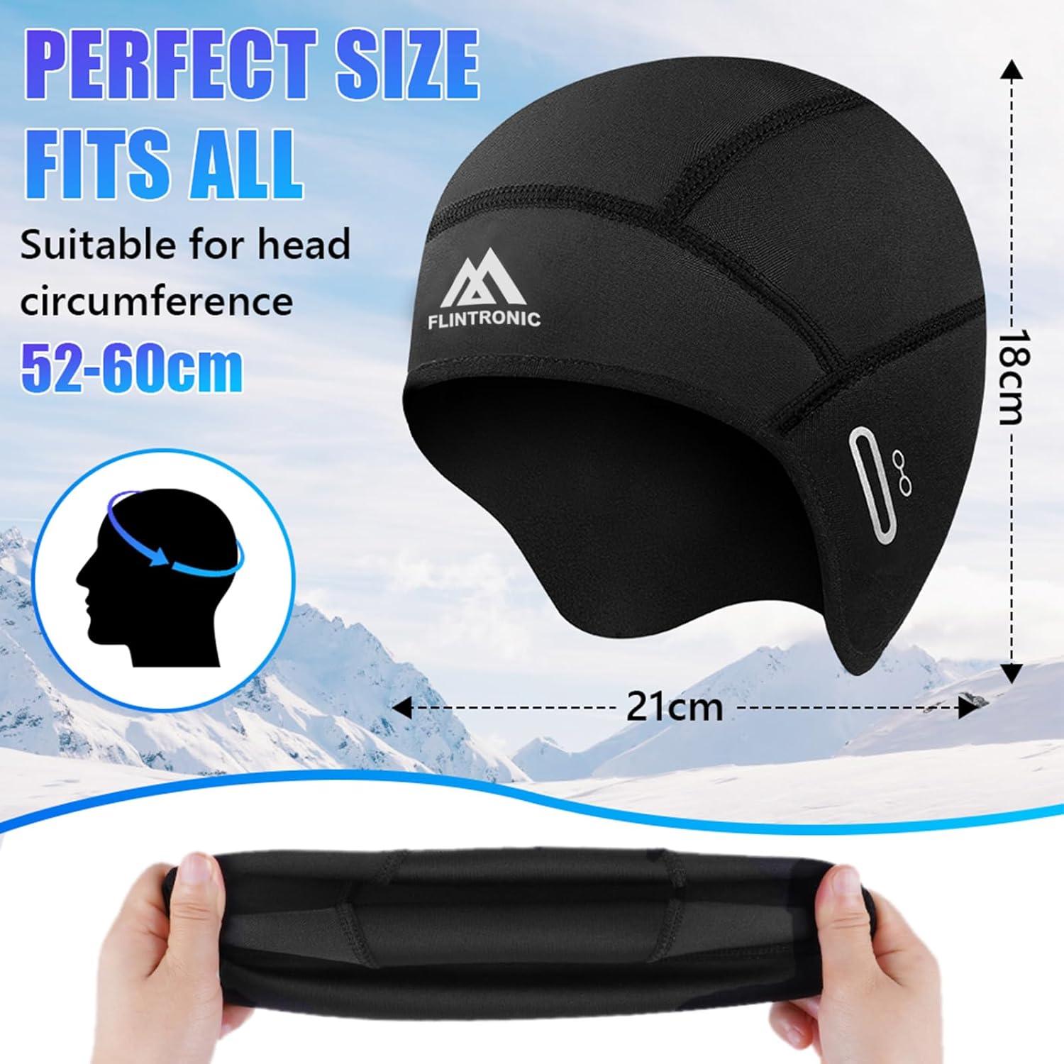 Flintronic Windproof Thermal Fleece Beanie - Ski, Bike, Run, Skate - Image 2