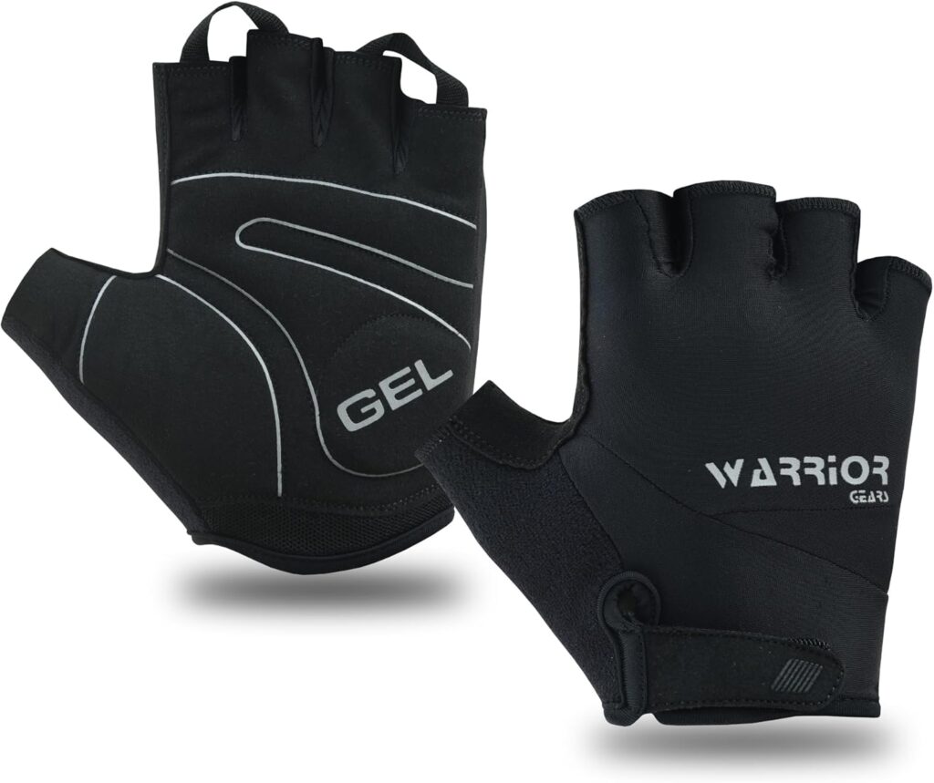 warrior gears Half-Finger Cycling Gloves - Lightweight Bicycle gloves - Anti-Slip Grip & Breathable, Gel-Padded for Shock Absorption Gloves for Men’s